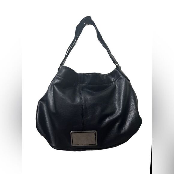 NWOT Lg Ted Baker Blk Leather Hobo w/Braided Interlaced Shoulder Strap w/5" Drop - Picture 7 of 12